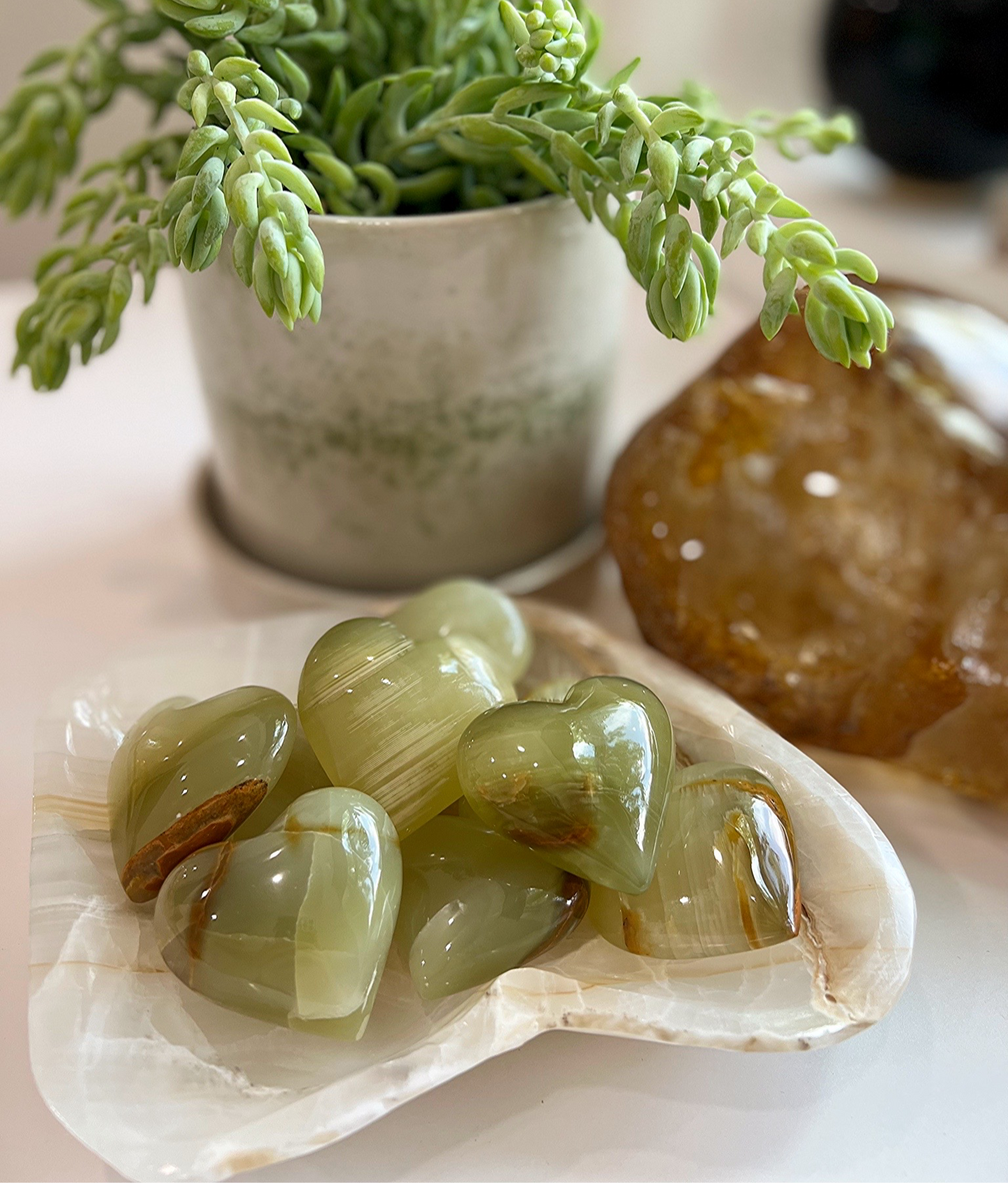 Green Onyx Puffy Heart