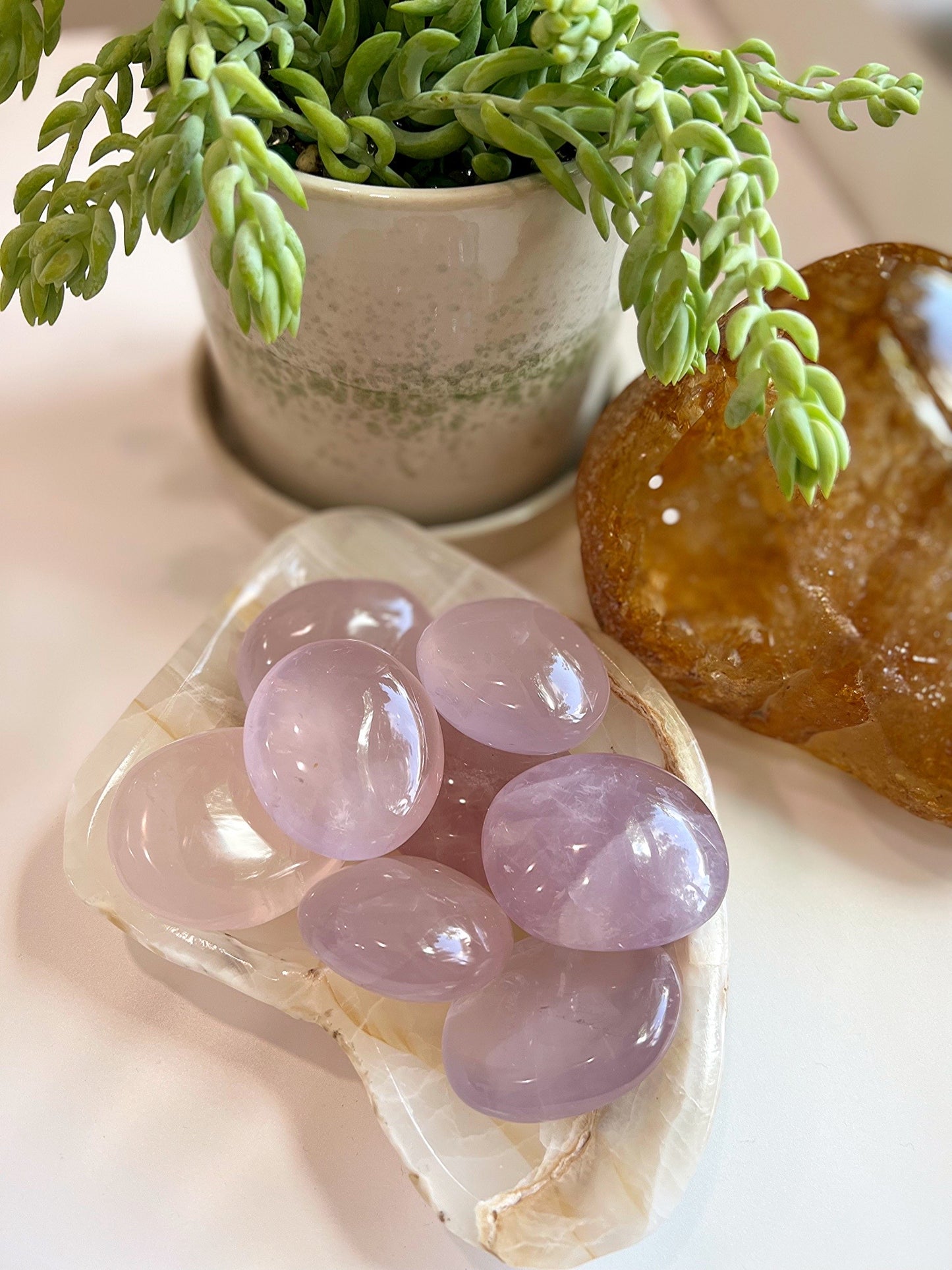 Lavender Rose Quartz Palm Stone