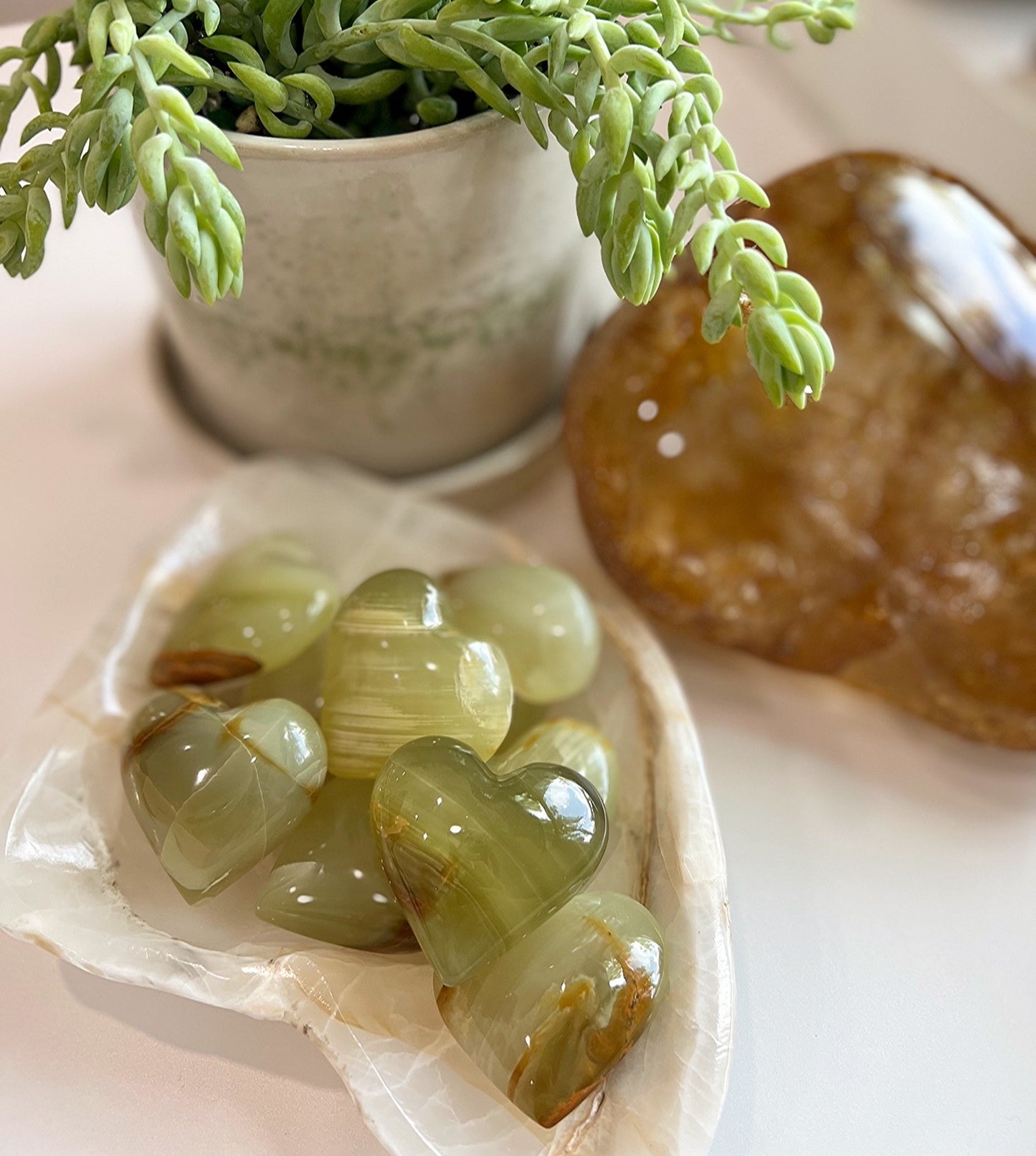 Green Onyx Puffy Heart