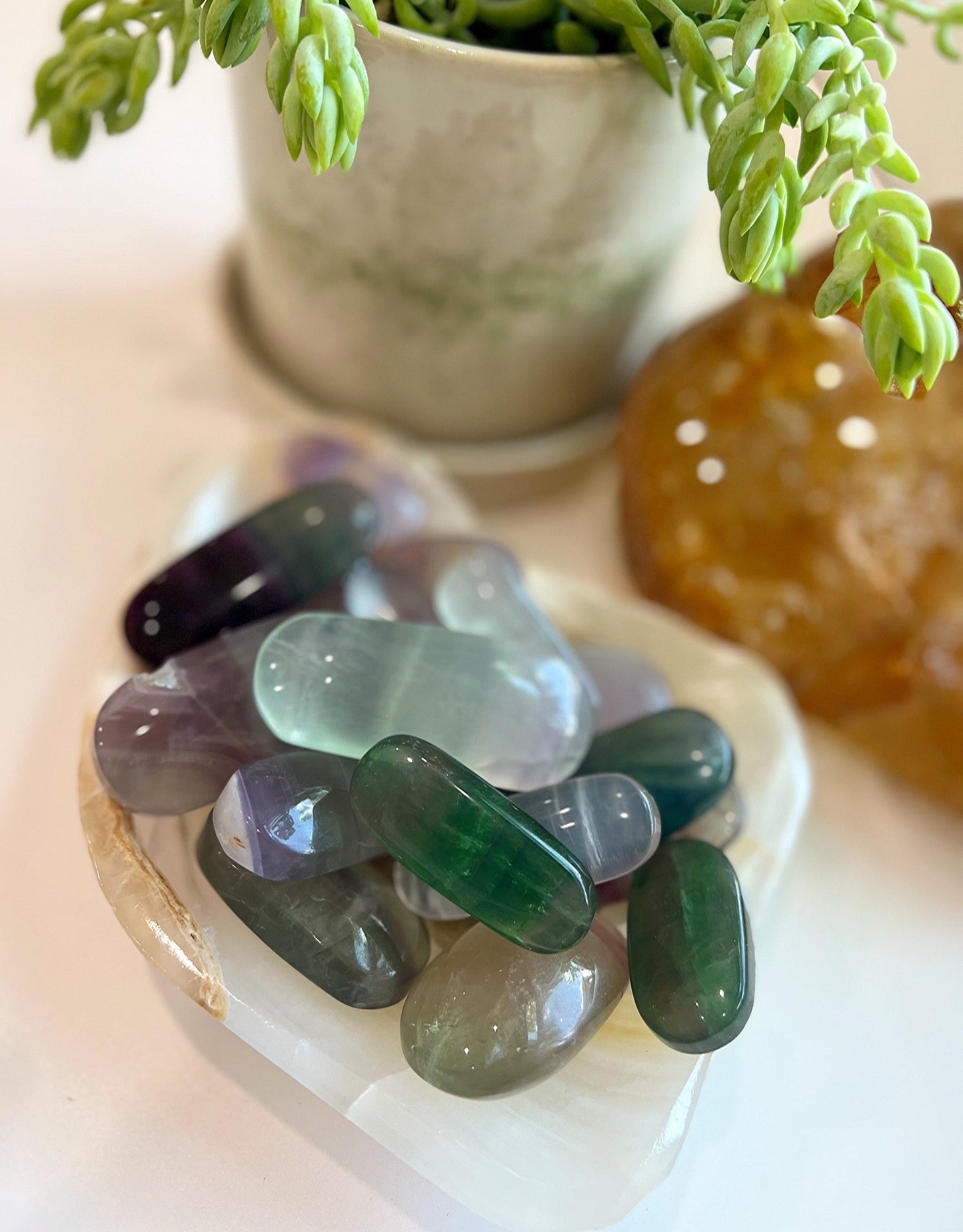 Fluorite Palm Stone (elongated)