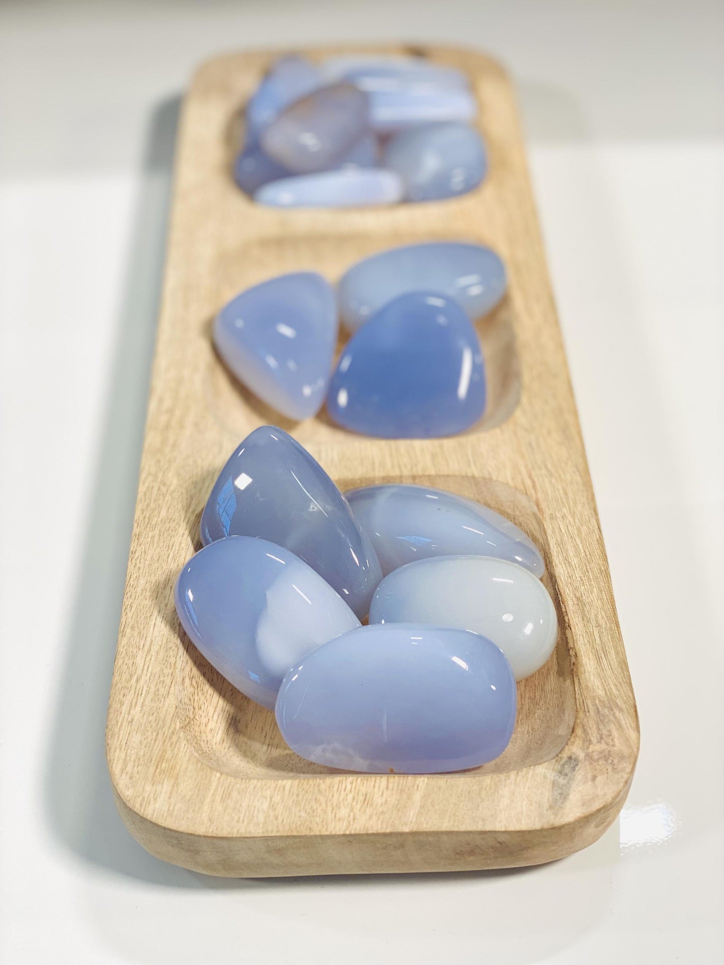 Blue Chalcedony Palm Stone M-L