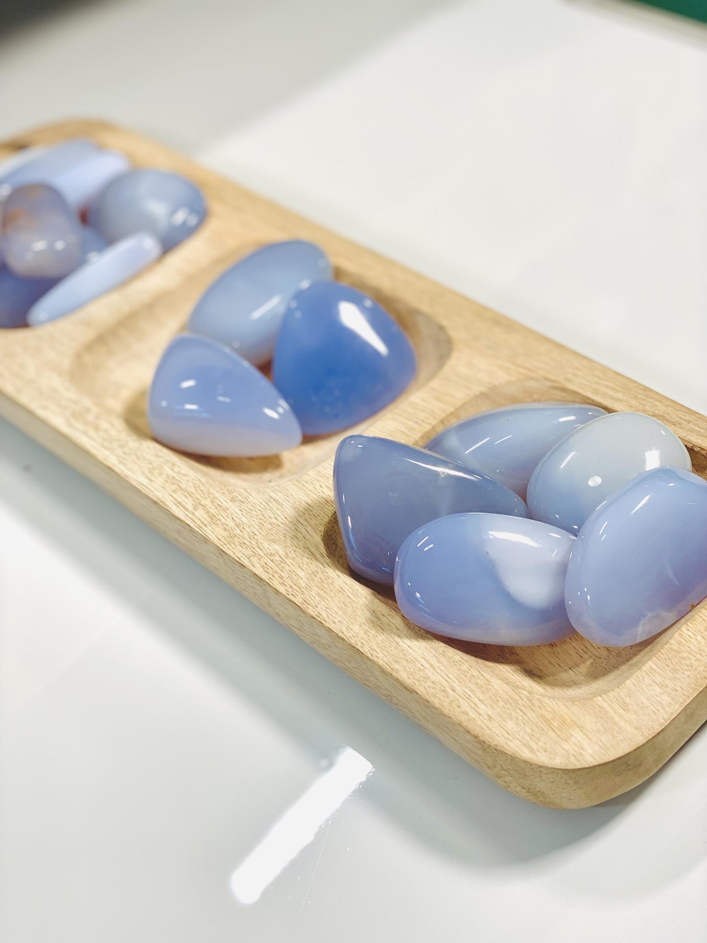 Blue Chalcedony Palm Stone M-L